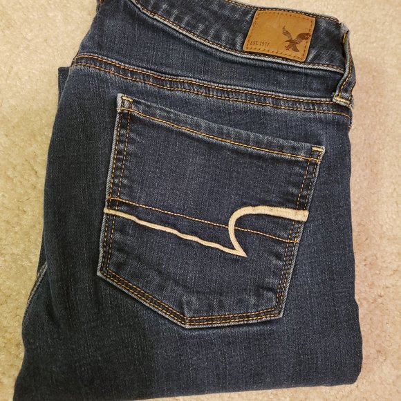 Dark Denim Women's American Eagle Denim Skinny Jeans - Size 2 Long - Picture 1 of 4